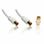 C�ble coaxial dantenne tv - cdl - 10 m - connecteurs or male male - adaptateur femelle femelle - blanc ...