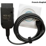 Cble de diagnostic - vcds - hex v2 - compatible vw audi skoda seat - anglais + franais - noir noir ...