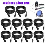 C�ble dmx uking - cordon dmx 3 broches fil de xlr 3m pour lumi�res de sc�ne - m�le � femelle - pack de ...