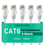 C�ble ethernet 025m 5 pi�ces - cat6 rj45 plat lan 1000 mbit / s c�ble internet pour routeur switch pc ...