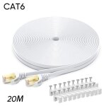 Câble ethernet 20m cat6 - rj45 plat 1000 mbit / s câble internet pour routeur switch pc portable smart ... Câble ethernet 20m cat6 - rj45 plat 1000 mbit / s câble internet pour routeur switch pc portable smart ...