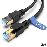 C�ble ethernet 3m cat8 lan rj45 gigabit 40 gbps 2000mhz pour routeur switch modem d�codeur tv box ps5 ...