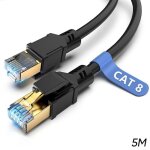 Cble ethernet 5m cat8 lan rj45 gigabit 40 gbps 2000mhz pour routeur switch modem dcodeur tv box ps5 ...