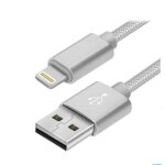 Cable lightning pour iphone 14 - iphone 14 plus - iphone 14 pro - iphone 14 pro max - nylon argent 3 ...