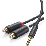 C�ble rca jack audio st�r�o cordon jack 3. 5mm m�le vers 2 rca femelles pour tv pc smartphone ampli cha�ne ...