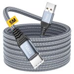 C�ble usb c 5mextra long c�ble usb type c charge nylon tress� c�ble usb c chargeur pour samsung galaxy ...