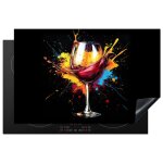 Cache plaque 80x52 cm - protection plaque induction cuisson - motif verre � vin - kitchenyeah