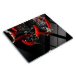 Cache plaque de cuisine verre planche rectangulaire verre tremp piments dans leau 60x52 cm