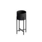 Cache pot cylindrique sur pieds - calicosy - mtal noir - h48 cm - diamtre 20 cm