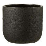Cache - pot design rugueux 22cm noir