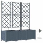 Cache - pot de jardin en acier - vidaxl - gris clair - 120x40x142 cm - lot de 3 - syst�me dirrigation ...