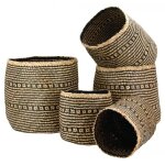 Cache pot jonc de mer teinté - aubry gaspard - rond - 29 cm Cache pot jonc de mer teinté - aubry gaspard - rond - 29 cm