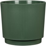 Cache - pot rond - garden id - lino - � 25 - 7 l - h 22 cm - vert fonc�