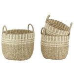 Cache - pots ronds en jonc naturel tressé - aubry gaspard - lot de 3 - blanc - ø 28 h 24 cm à ø 36 h ... Cache - pots ronds en jonc naturel tressé - aubry gaspard - lot de 3 - blanc - ø 28 h 24 cm à ø 36 h ...