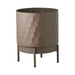 Cache - pot rond sur pieds en mtal taupe martel - marlo