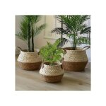 Cache - pot vintage en rotin tress� - grande contenance renforc� - panier de rangement pour plantes vertes ...