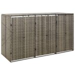 Cache poubelle / abri pour poubelle - vidaxl - triple gris 207x80x117 cm résine tressée cc1572137 Cache poubelle / abri pour poubelle - vidaxl - triple gris 207x80x117 cm résine tressée cc1572137
