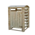 Cache poubelle en bois � porte verrouillables - 97cm x 97cm x h137cm timbela m606 - 1