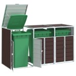 Cache poubelle / rangement à roulettes pour poubelles - vidaxl - pour trois bacs acier cc3301523 Cache poubelle / rangement à roulettes pour poubelles - vidaxl - pour trois bacs acier cc3301523