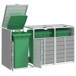 Cache poubelle / rangement  roulettes pour poubelles - vidaxl - pour trois bacs gris acier cc4456339 ...