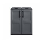 Cache poubelles de tri selectif 2 sacs meuble mi - hauteur dim 68 x 37 x 84cm 2 anneaux de support de ...