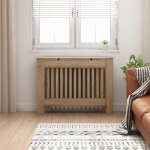 Cache - radiateur en bois ding�nierie - vidaxl - ch�ne artisanal - 112x19x815 cm - design � lattes verticales ...