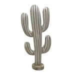 Cactus statue d�coration en bois couleur gris design voyage �vasion d�sert 40cm