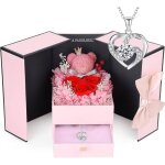 Cadeaux pour les femmes - roses uniques conserv�es fleurs �ternelles avec collier cadeaux pour la petite ...