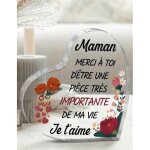 Cadeau fte des mres - c?ur acrylique grav message damour