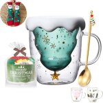 Cadeau noel femme homme tasses mignonnes de nol verres  caf verre isolant double paroi tasse  expresso ...