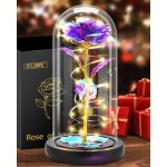 Cadeau saint valentin femmerose eternelle sous cloche cadeau femme maman anniversaire avec lumi�resfleur ...
