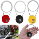 Cadenas  code 3 chiffres 3 pcs antivol de casque cadenas  bagage cadenas code cable (noir rouge jaune) ...
