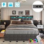 Cadre de lit 140x190 avec sommier led et usblit coffre 140x190 rangement avec 4 tiroirslit 2 personnes ...