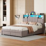 Cadre de lit 160x200 lit rembourré avce led et usb lit capitonne avce rangement lit adulte avec 2 tiroirs ... Cadre de lit 160x200 lit rembourré avce led et usb lit capitonne avce rangement lit adulte avec 2 tiroirs ...