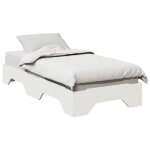 Cadre de lit - 1place - structure de lit simple - sans matelas - empilable blanc 90x190 cm - bois massif ...