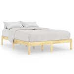 Cadre de lit - 2 personnes - bois de pin massif 140x190 cm ll121590