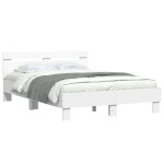 Cadre de lit 2 personnes - kalisse - blanc - 120x200 cm - bois ding�nierie - lattes en contreplaqu� - ...