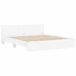 Cadre de lit 2 personnes - kalisse - blanc - 160x200 cm - bois ding�nierie - lattes en contreplaqu� - ...