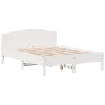 Cadre de lit - 2 personnes - sans matelas - blanc 140x190 cm - bois de pin massif ll257437