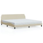 Cadre de lit - 2 personnes - sans matelas - crème 200x200 cm - tissu ll272101 Cadre de lit - 2 personnes - sans matelas - crème 200x200 cm - tissu ll272101