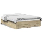 Cadre de lit - 2 personnes - et tiroirs - chêne sonoma - 140x190 cm - bois ingénierie ll281021 Cadre de lit - 2 personnes - et tiroirs - chêne sonoma - 140x190 cm - bois ingénierie ll281021