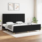 Excellent cadre de lit - 2 places pour adulte - noir 200x200 cm tissu - matelas non inclustopbf869850678 ...