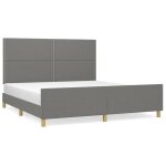 Cadre de lit 2 places - vidaxl - kenneth - tissu gris fonc� - 180x200 cm - t�te de lit incluse