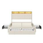 Cadre de lit avec 4 tiroirs de rangement lit led 140 x 200 lit deux place lit avec rangement avec prise ...