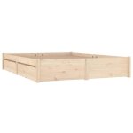 Cadre de lit - akozon - 140x190 cm - bois de pin massif - avec tiroirs - 2 places