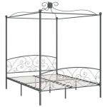 Cadre de lit  baldaquin - 2 personnes - gris mtal 160x200 cm ll081385