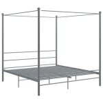 Cadre de lit � baldaquin - 2 personnes - gris m�tal 180x200 cm - ll093564