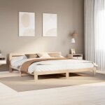 Cadre de lit en bois massif - vidaxl - 180x200 cm - bois de pin - sommier � lattes - espace de rangement ...