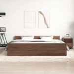 Cadre de lit en ch�ne marron - wiens - 160x200 cm - bois ding�nierie - bois de pin massif - contreplaqu� ...