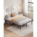 Vasagle cadre de lit 140 x 190 avec sommier mtal cadre en mtal espace de rangement au dessous lit dinvit ...